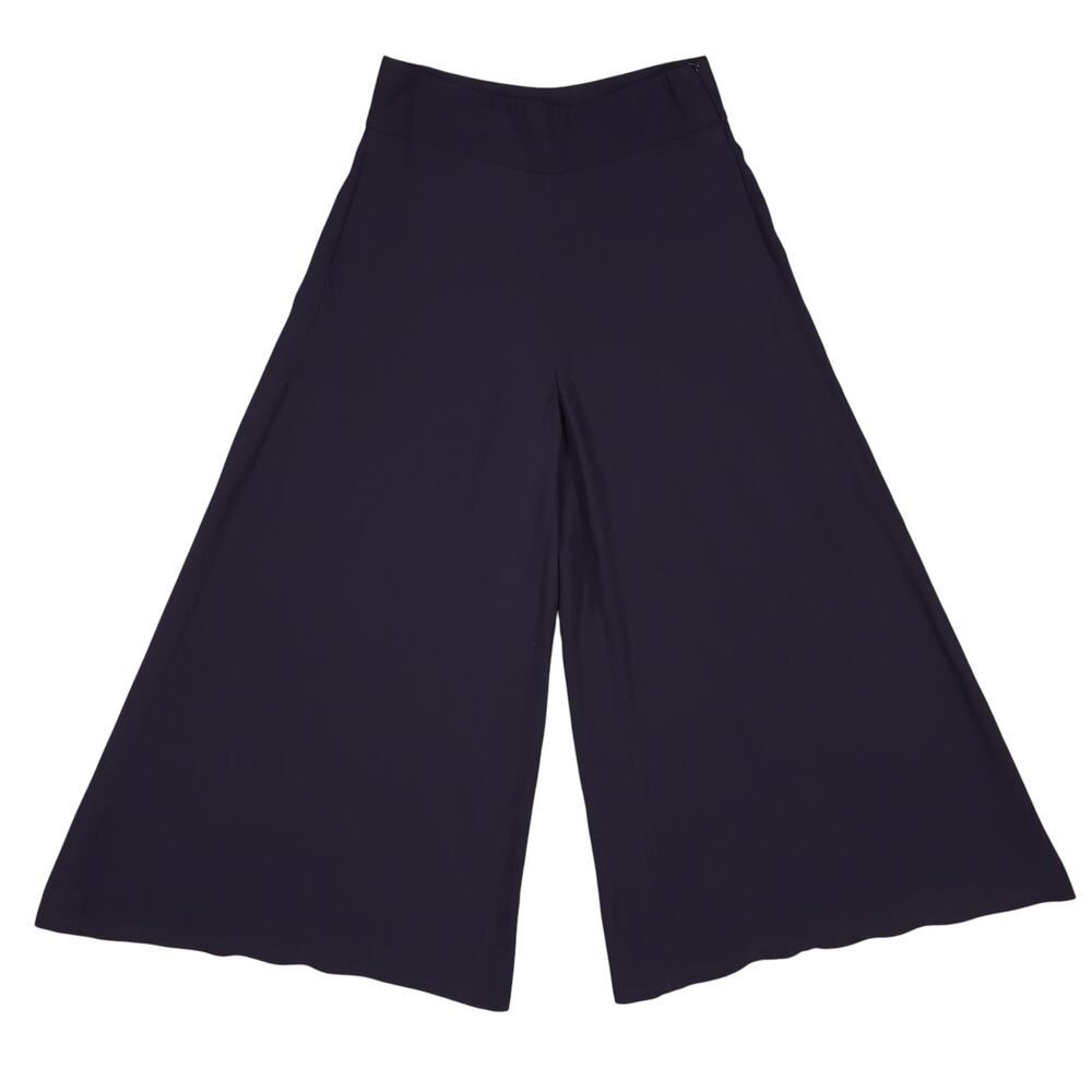 Peserico Cropped Wide Leg Palazzo Pants Navy Blue Sz 44